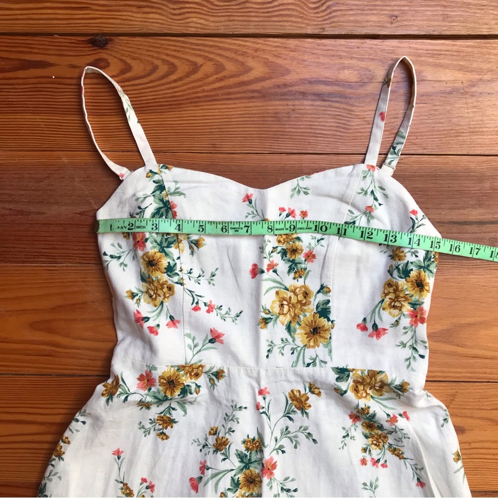 Old Navy Off White Yellow Floral Linen Cami Skater Dress, EUC, M - Picture 6 of 14